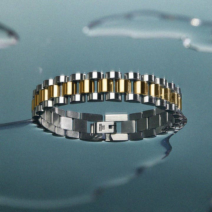 Luv AJ - Wholesale Link & Chain Bracelet - Two-toned Timepiece Bracelet2