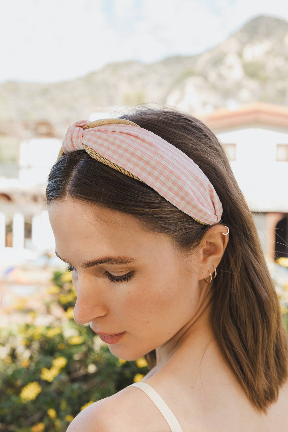 Leto Accessories - Wholesale Fashion Headband - Women's - Gingham Pique Woven Knot Headband 🌼2