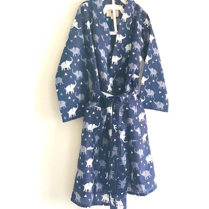 The Indian Bazaar – wholesale Badrock - Barn – Barn Unisex Robe - Bomull Handblock elefant Tryck tyg