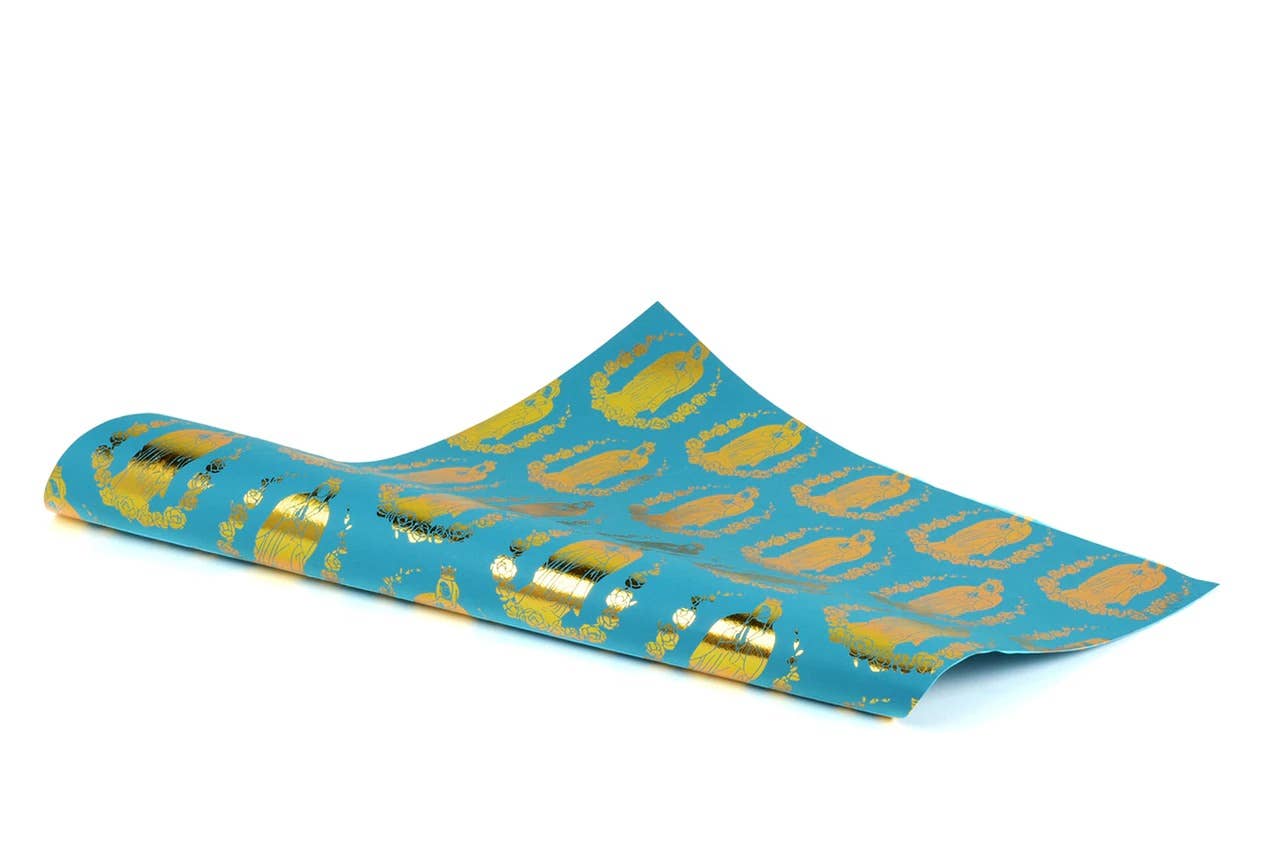 MIDORI Inc. - Wholesale Flat Wrap - Virgin Mary - Turquoise/Gold Foil1