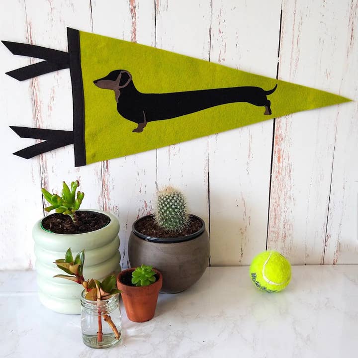 DACHSHUND PENNANT | Cute Dog Silhouette Wall Art Gift for wholesale by Pennant For Your Thoughts