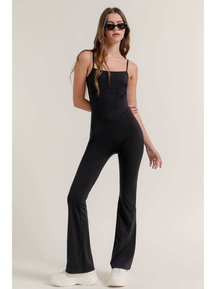 Active Basic | Active USA - Wholesale Jumpsuit - Women's - Activewear Cami Flare Jumpsuit9