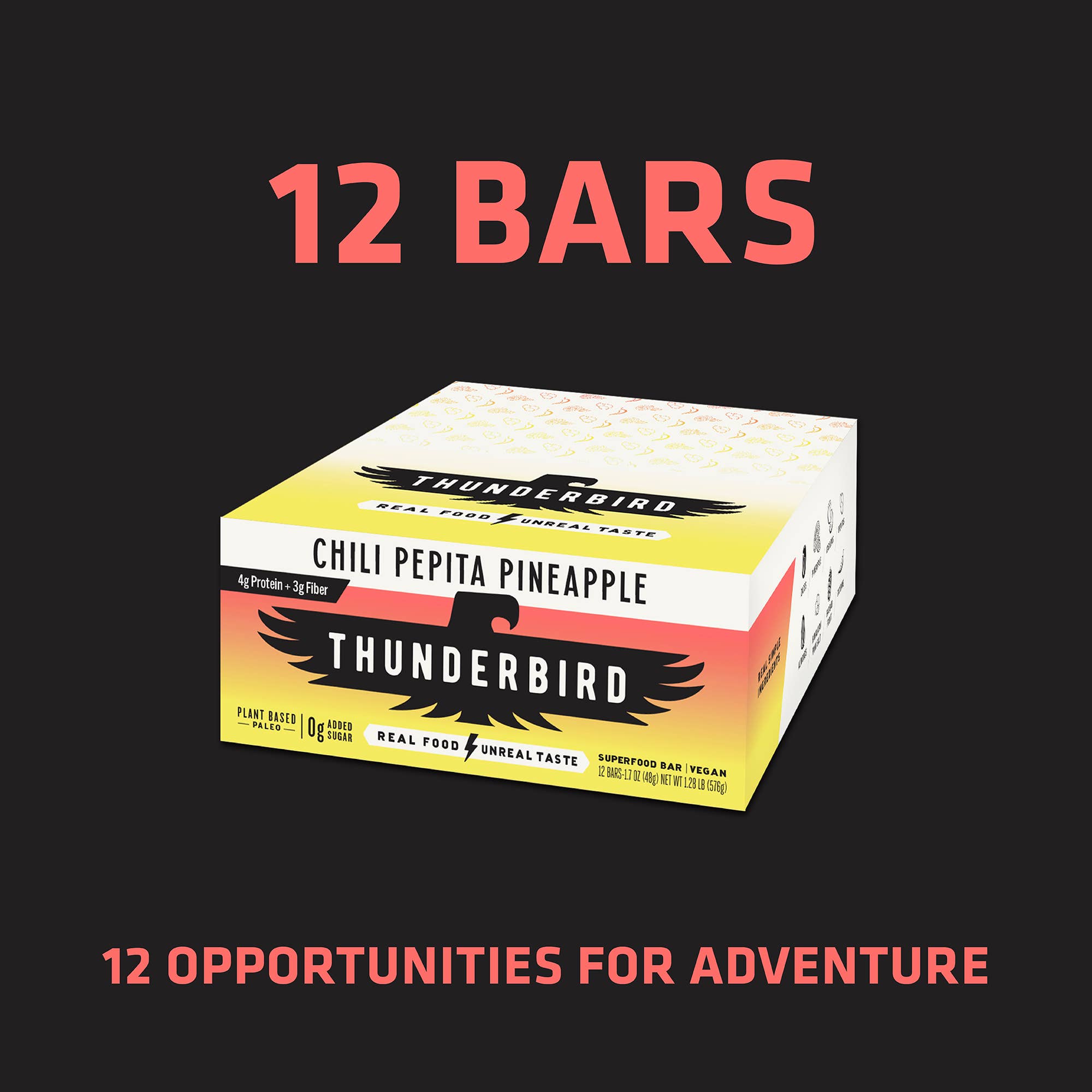 Thunderbird Real Food Bars - Wholesale Snack bar - NEW! Chili Pepita Pineapple - Box of 12 Bars3