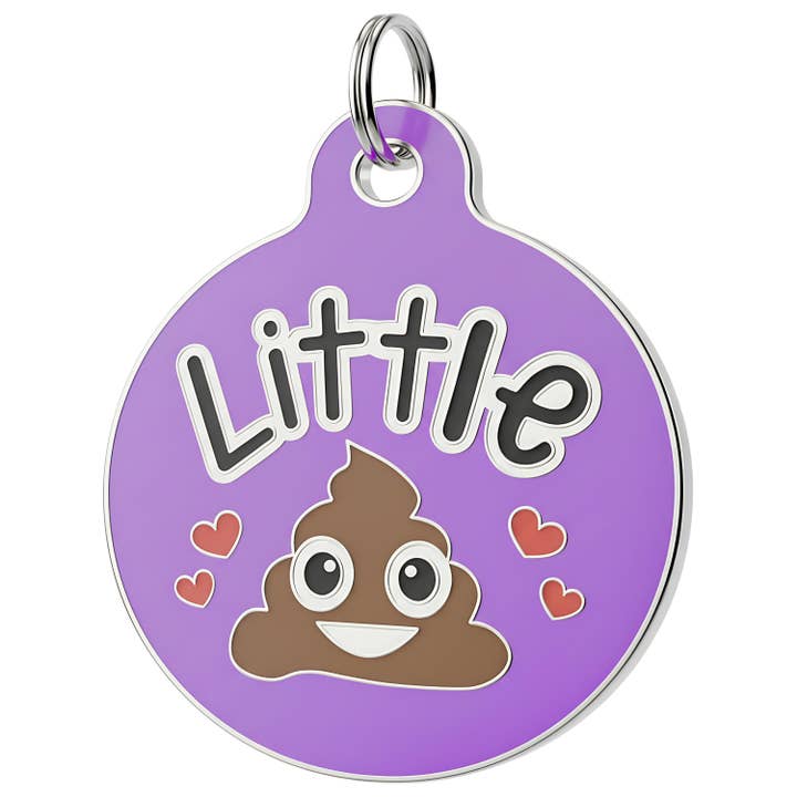 Enamel Dog Tag with Scannable Pet ID - Little Shit *Purple for wholesale by Bad Tags