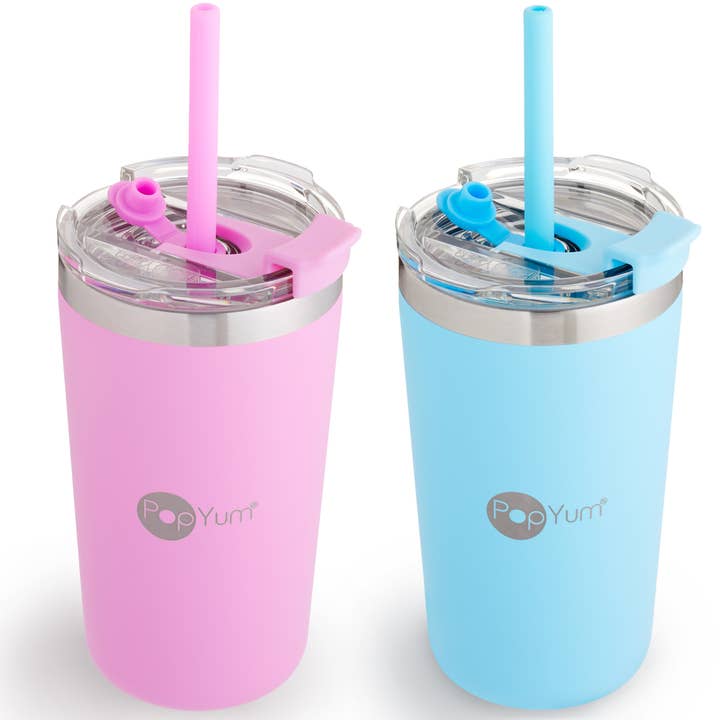 PopYum 13oz Insulated Kids’ Cups, 2-Pack, Blue + Pink for wholesale by PopYum