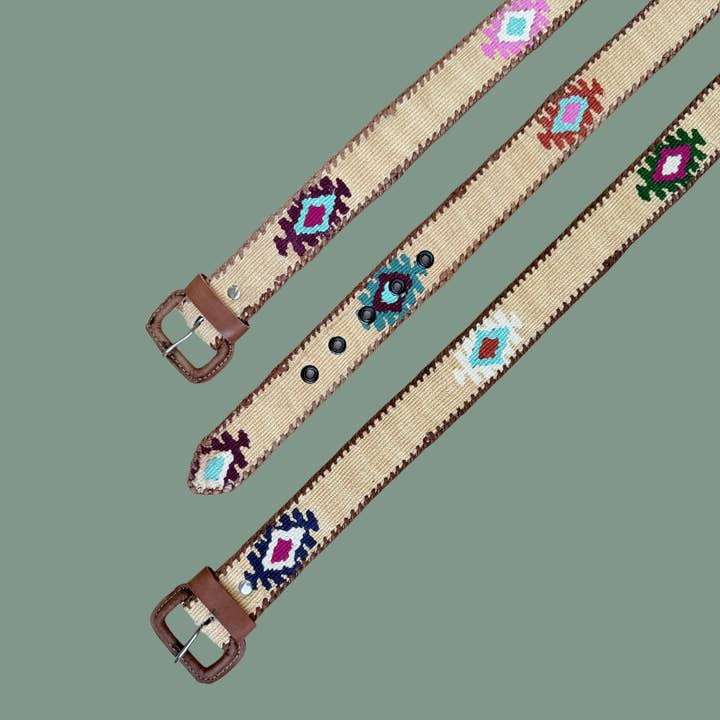 Cream Handwoven Guatemalan Whip-Stitched Belt for wholesale by Intertwined: Handmade for Good