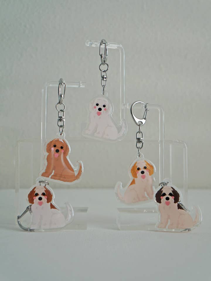 Cavachon Epoxy Keychain for wholesale by kiwi & WILLOW
