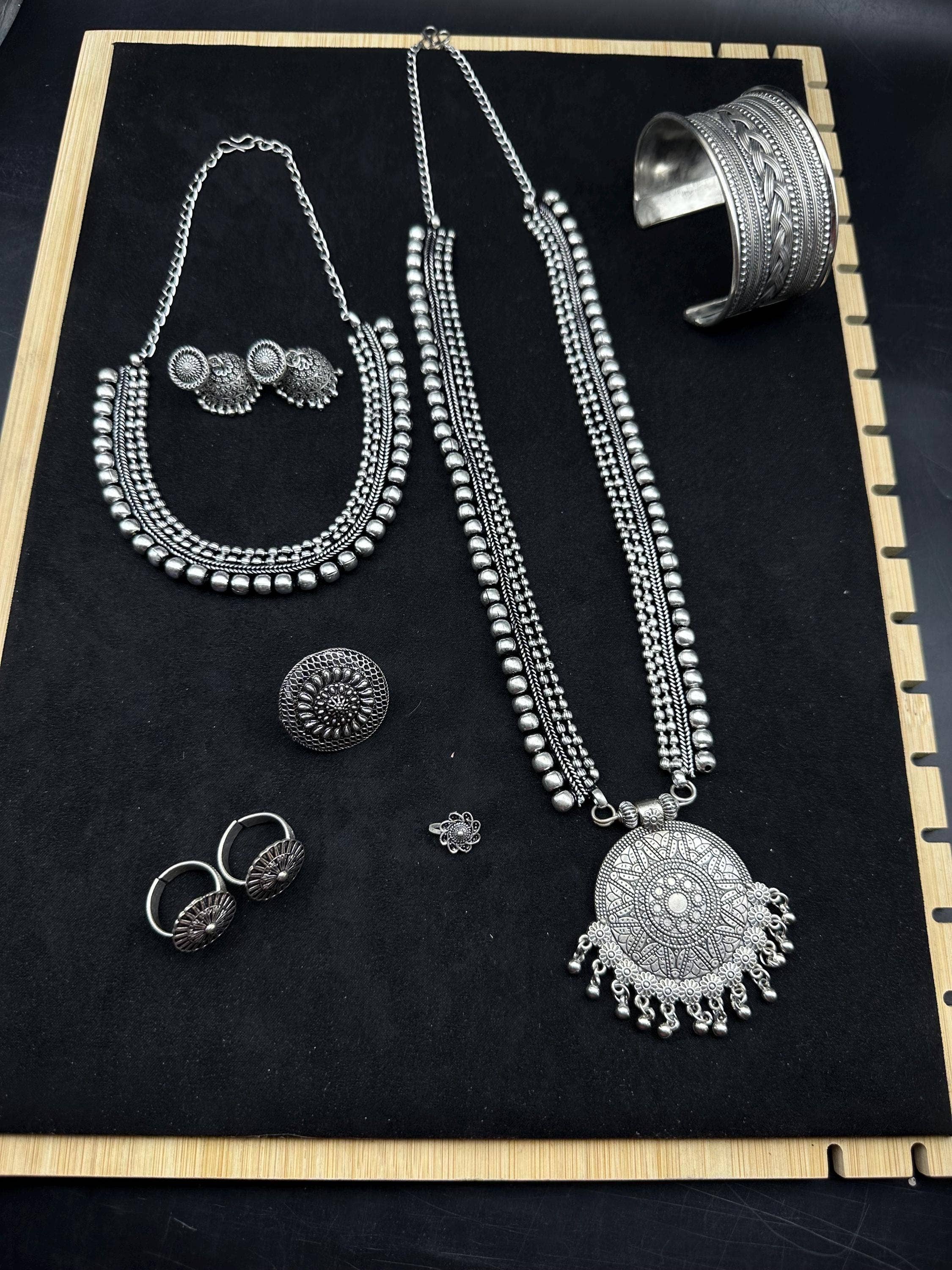 Vastrabhushan - Wholesale Jewelry Set - Rajasthani Oxidised Long Necklace Set with Temple Jewelry4