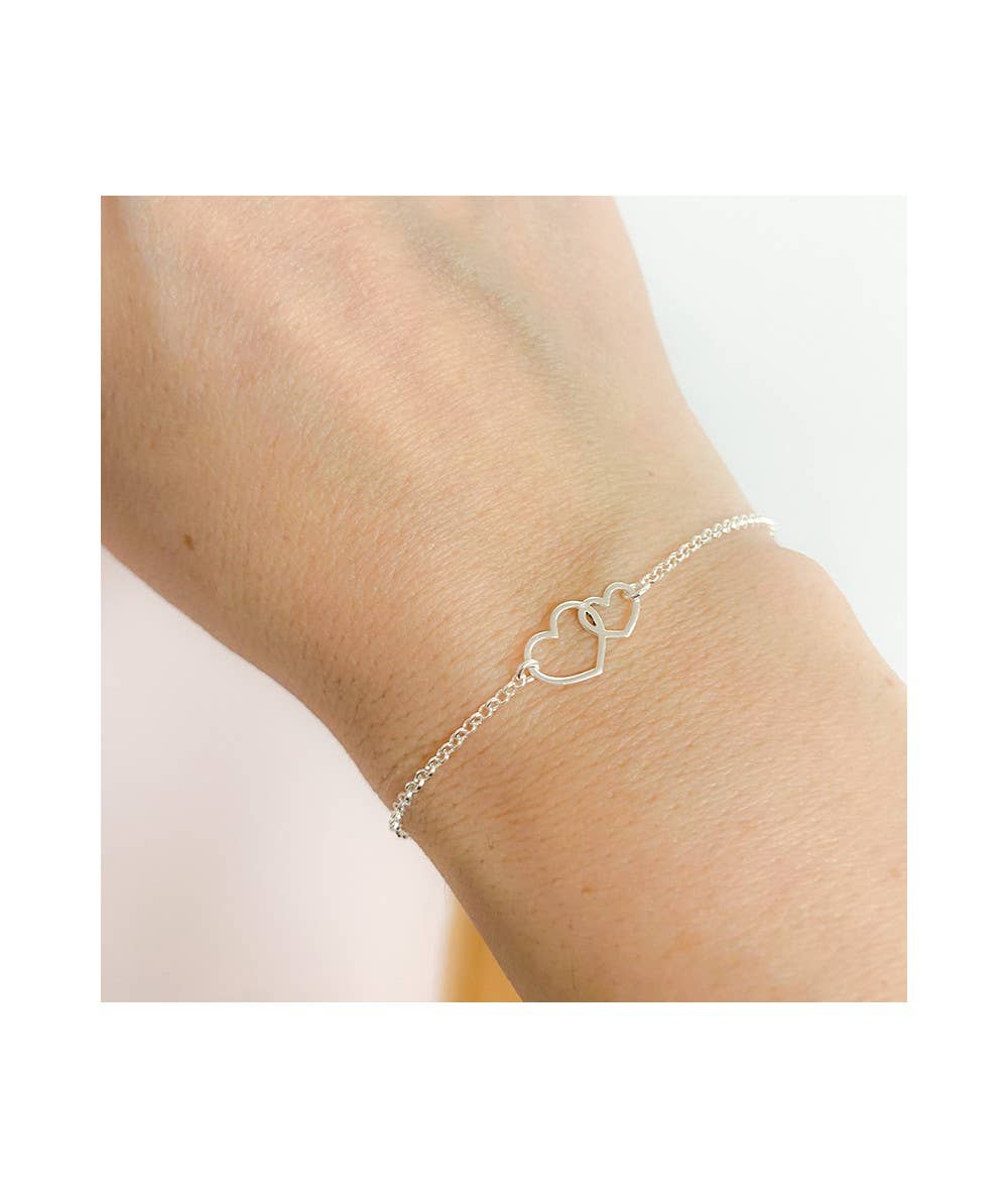 COM FORSA SL – Großhandel Individueller Charm/Anhänger – Sterlingsilber 925 Anhänger mit doppeltem ausgeschnittenem Herz, 14 x 8 mm