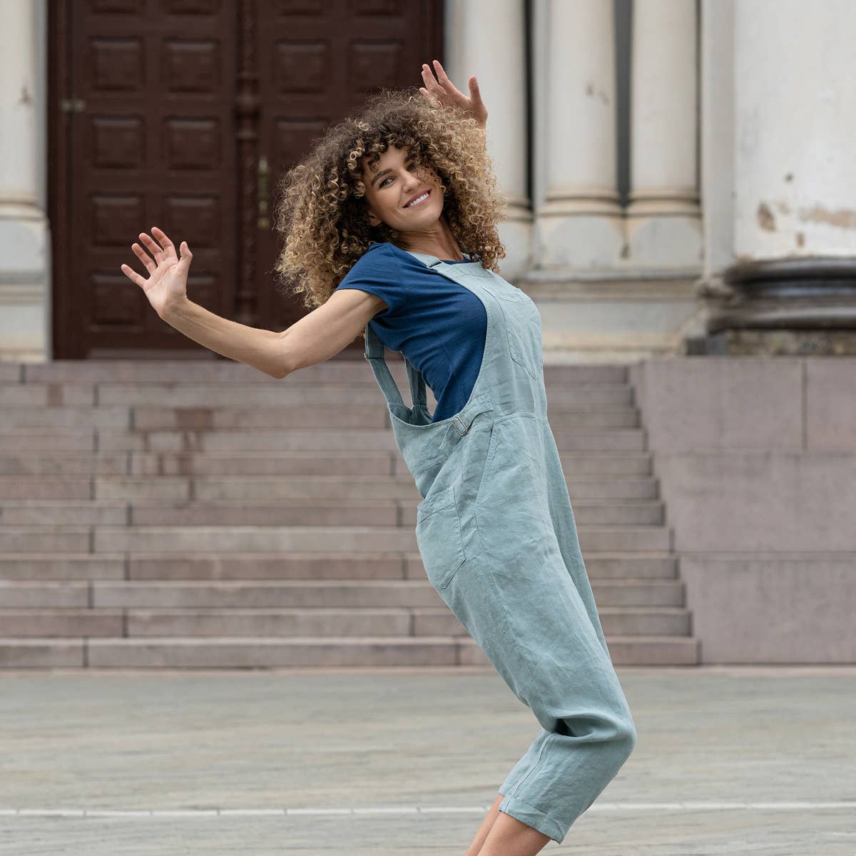 menique - Wholesale Jumpsuit - Women's - 100% Linen Dungaree Jumpsuit Nicci - Casual Overall Romper9