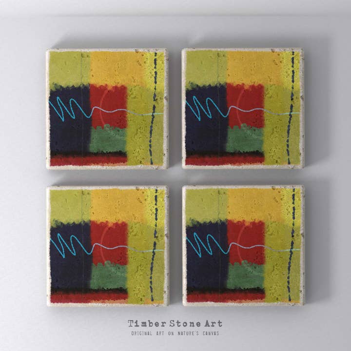 Conjunto de 4 bases para copos em pedra natural por atacado de Timber Stone Art