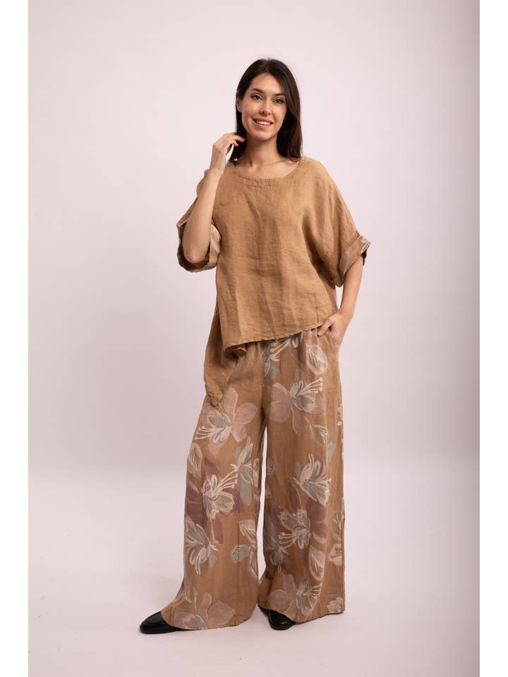 Shyloh - Wholesale Pants - Women's - Wide-leg pants with elastic waistband and floral print, 206598