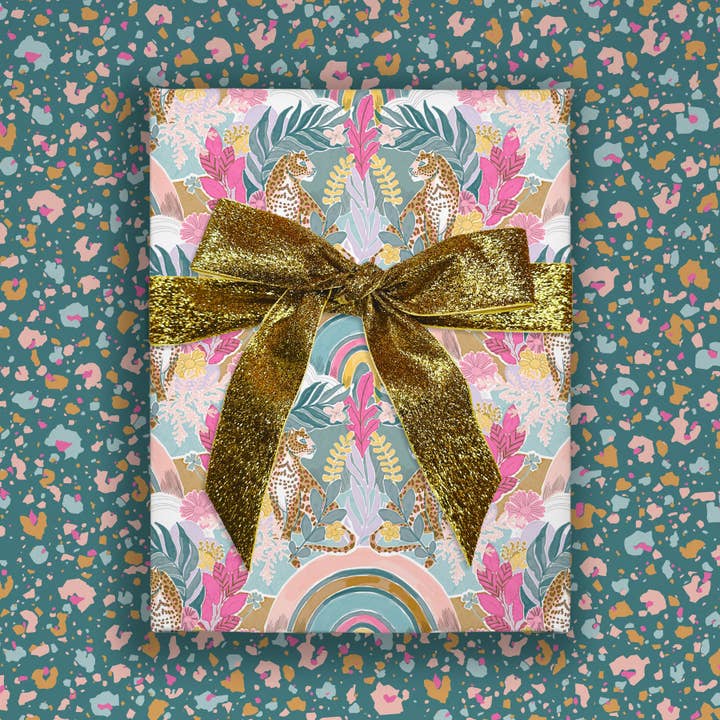 O.O.M.F. Creative - Wholesale Flat Wrap - Leopard Daydream & Terrazzo | Flat Gift Wrap | Double-Sided