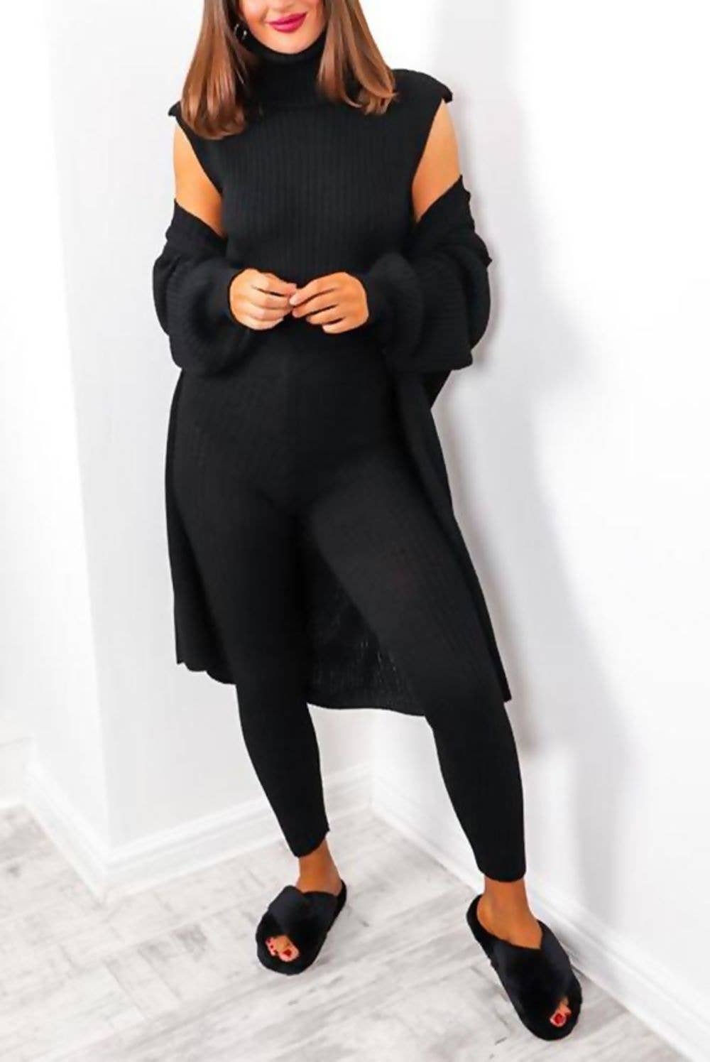 justyouroutfit - Wholesale Lounge Set - Women's - 3 Piece Knitted Roll Neck Lounge Set1