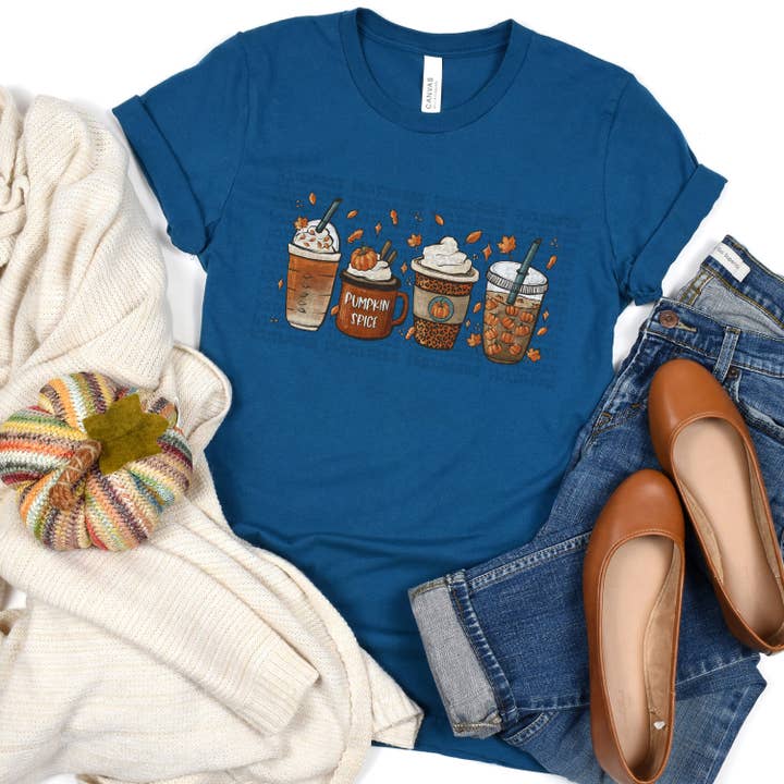 Græskar Krydder Leopard Print Kaffe Latte DTF Transfer for engroshandel hos Flawless Transfers