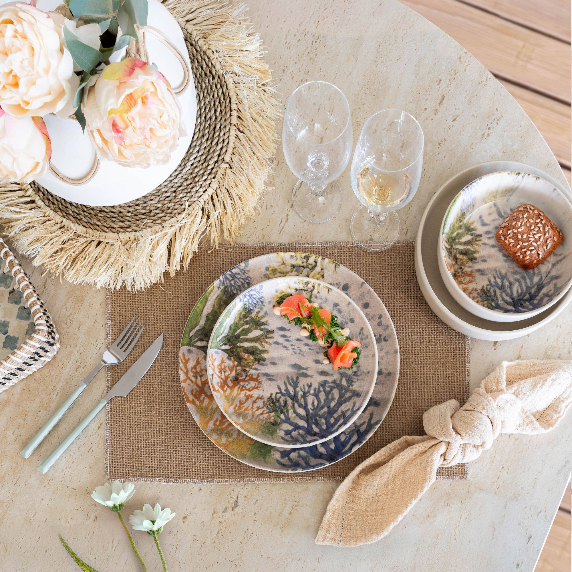 Novastyl - Wholesale Dinner Plate - CORFOU dessert plate 20cm in blue stoneware