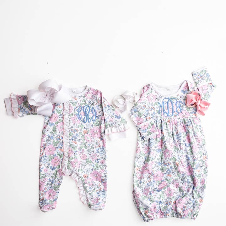 SK Blanks - Wholesale Jumpsuit - Baby - Floral Footie or Gown0