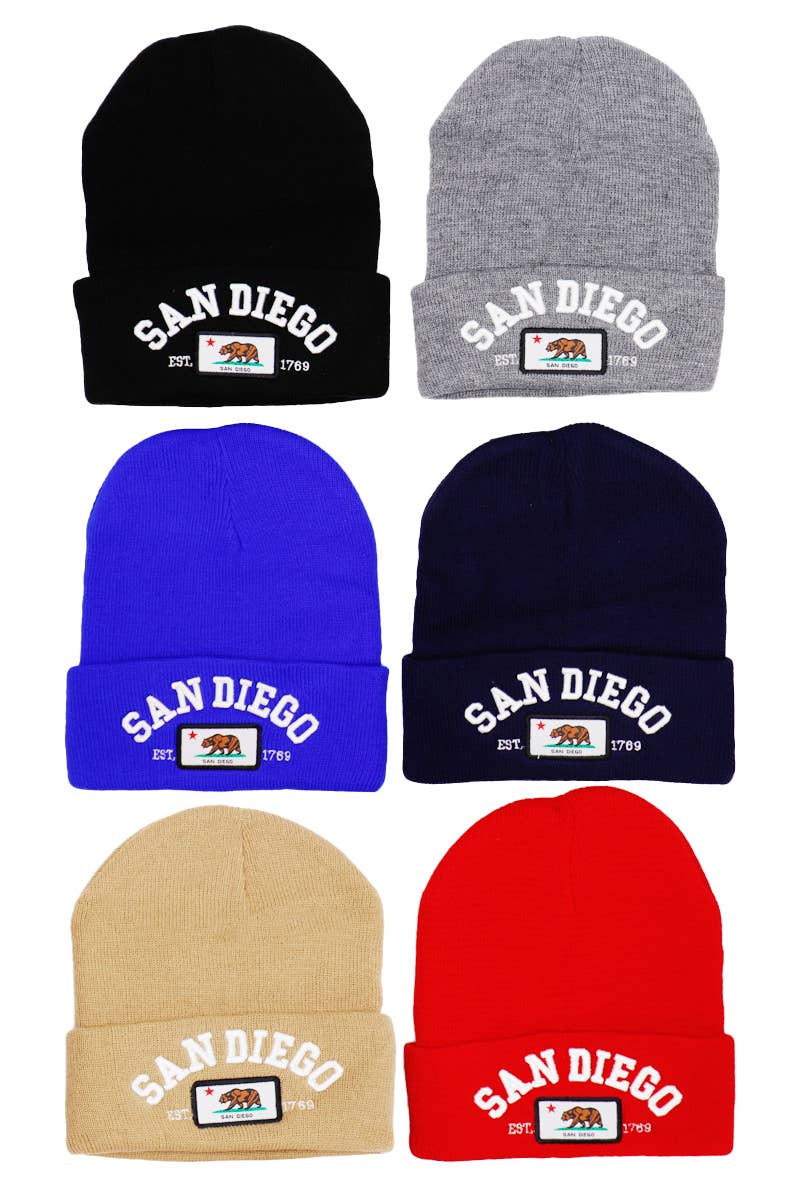 Cap Zone - Wholesale Beanie - Men's - San Diego Est. 1769 Cali Bear Logo Cuffed Beanie1