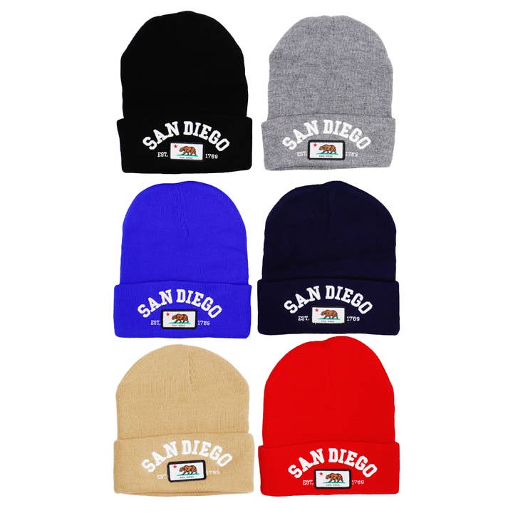 Cap Zone - Wholesale Beanie - Men's - San Diego Est. 1769 Cali Bear Logo Cuffed Beanie1