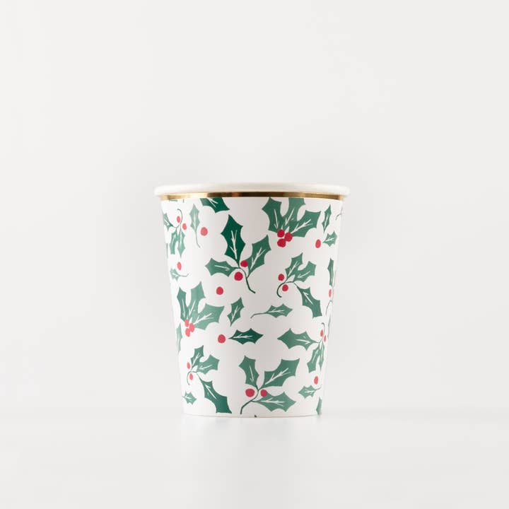 Holly Pattern Cups for wholesale by Meri Meri