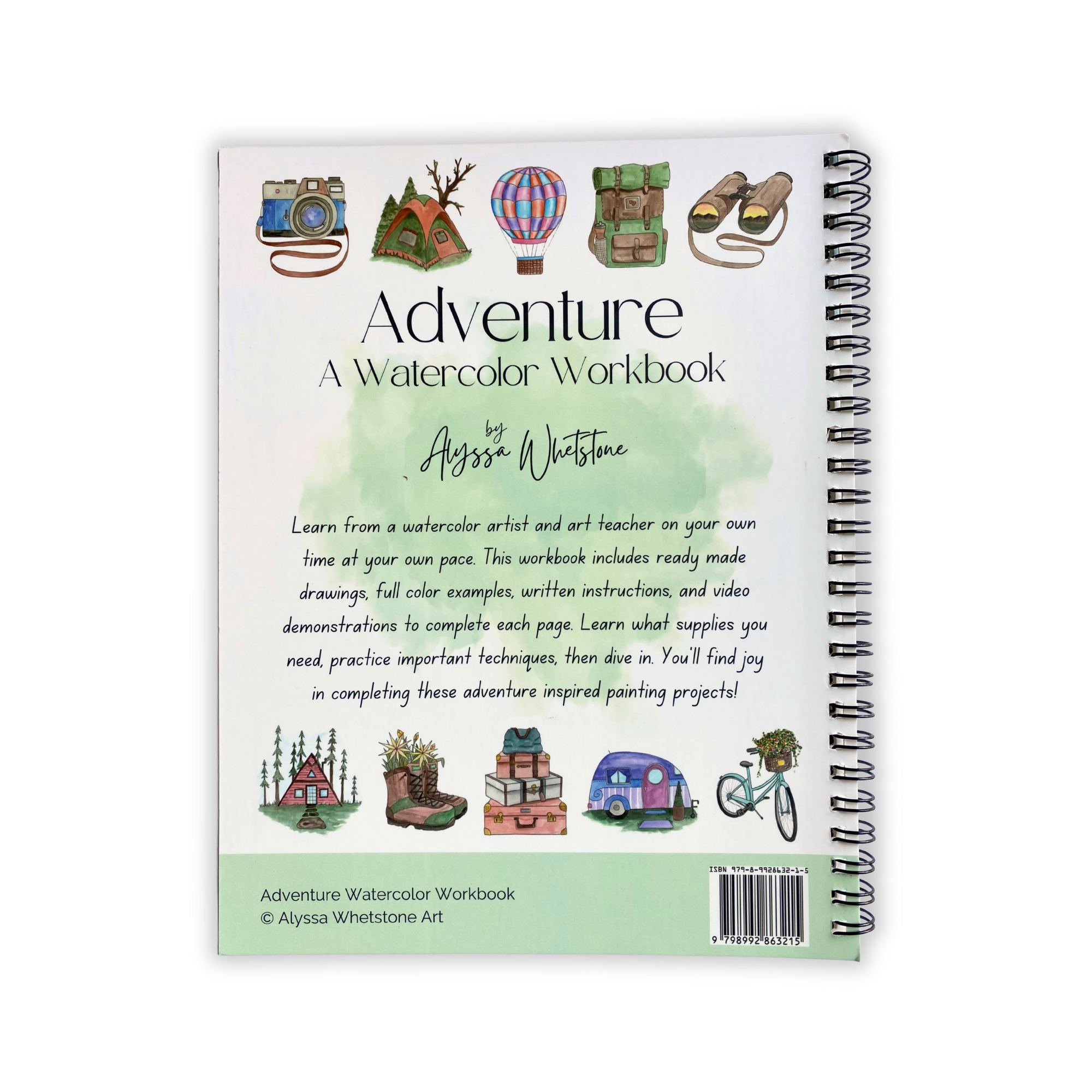 Alyssa Whetstone Art - Wholesale Crafts, Hobbies & DIY Book - Adventure Watercolor Workbook - With Video Directions1