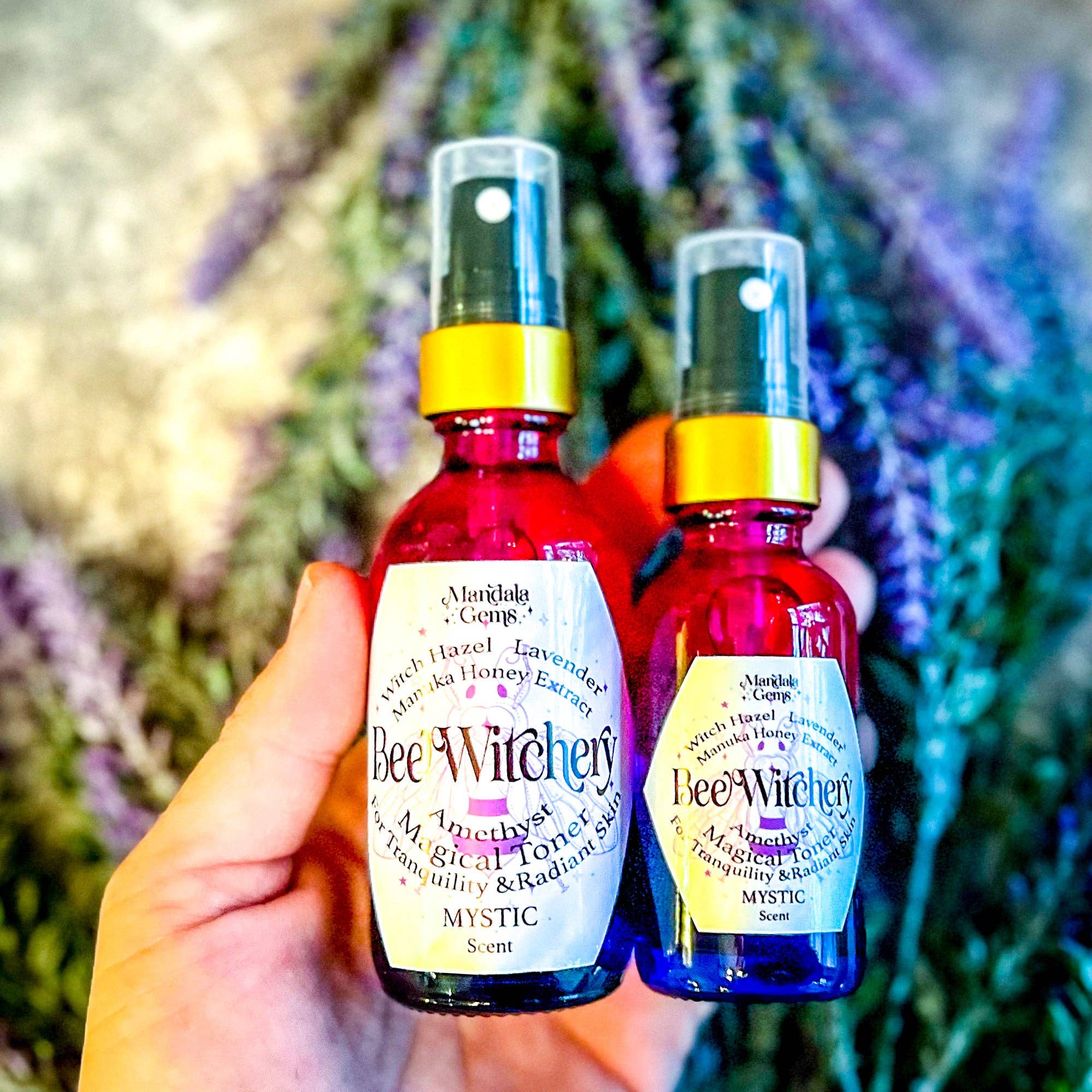Mandala Gems - Wholesale Facial Toner - Beewitchery Mystic. Lavender Witch Hazel Toner with Amethyst0