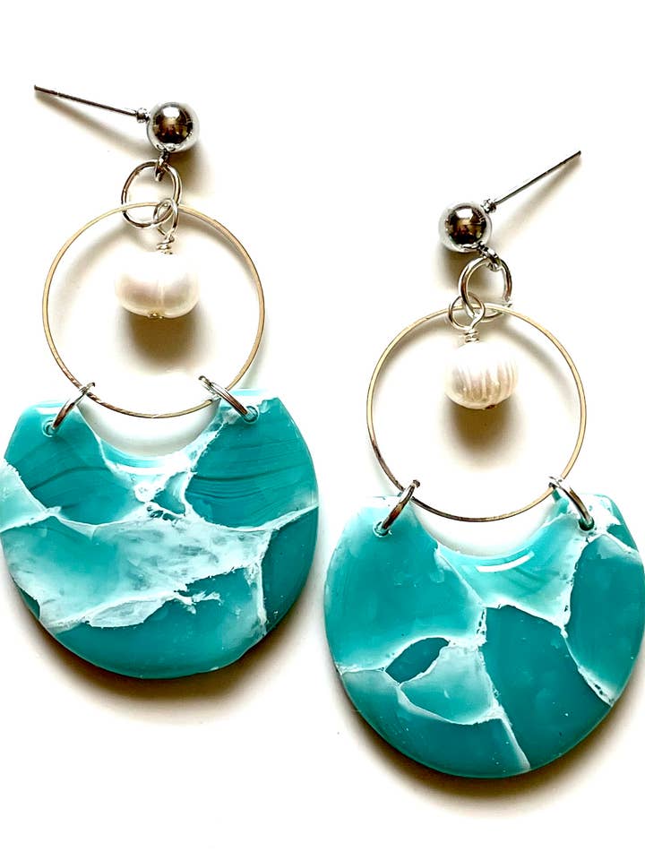 Brincos de barro marmorizado por atacado de Clay by K