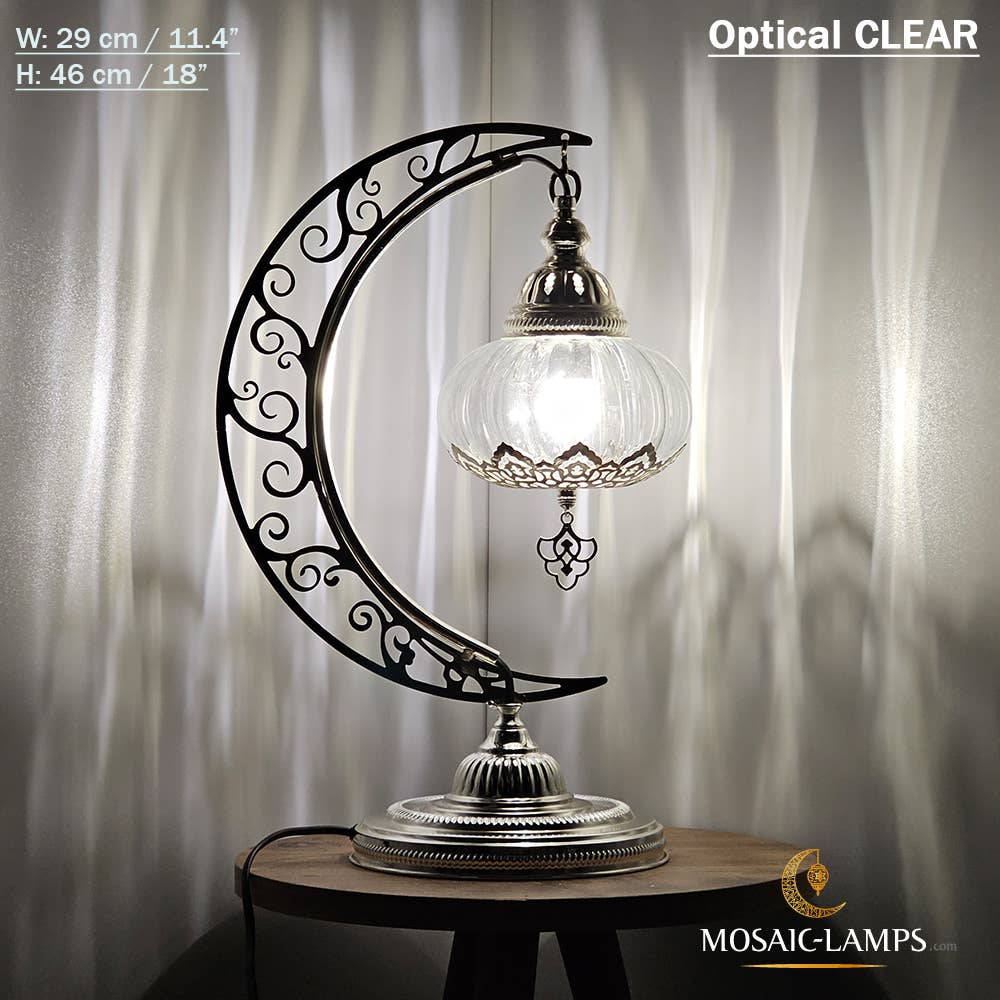 Mosaic Lamps - Vendita all'ingrosso Lampada da scrivania/d'accento - Lampada da scrivania Turkish Moon in argento, luci ad arco marocchine, Murano C6