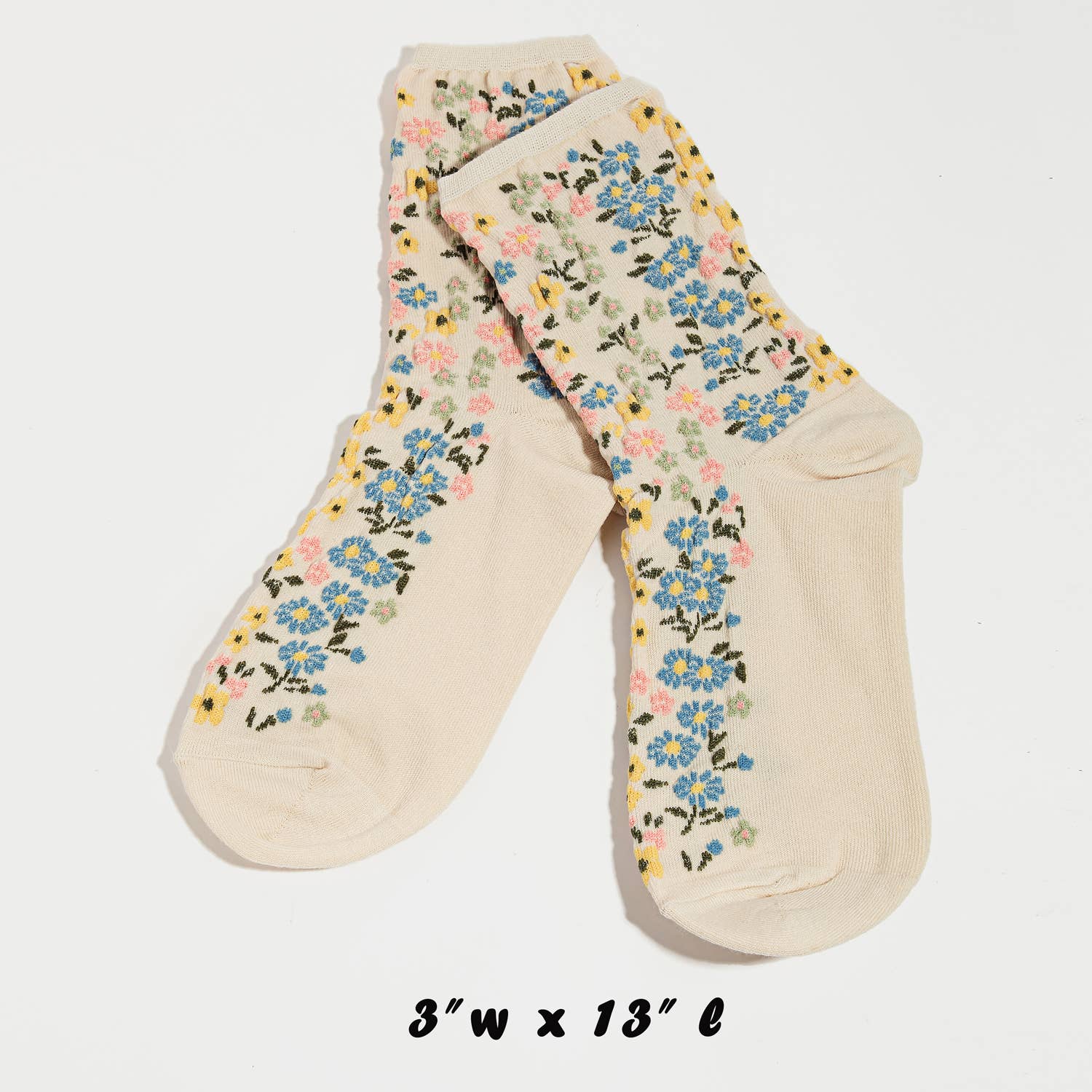 BEIGE Assorted Flower Pattern Socks for wholesale on Faire1