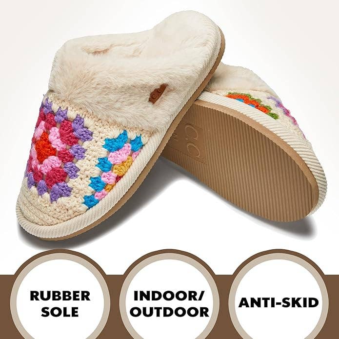 Funky Junque - Wholesale Slippers - Women's - Plush Slippers - Crochet - Beige2