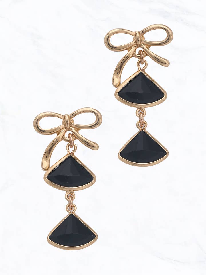 Bow With Color Beads Earring for wholesale by Suzie Q USA