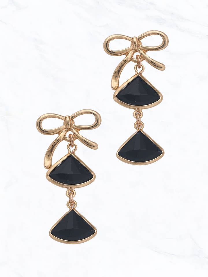 Bow With Color Beads Earring for wholesale by Suzie Q USA