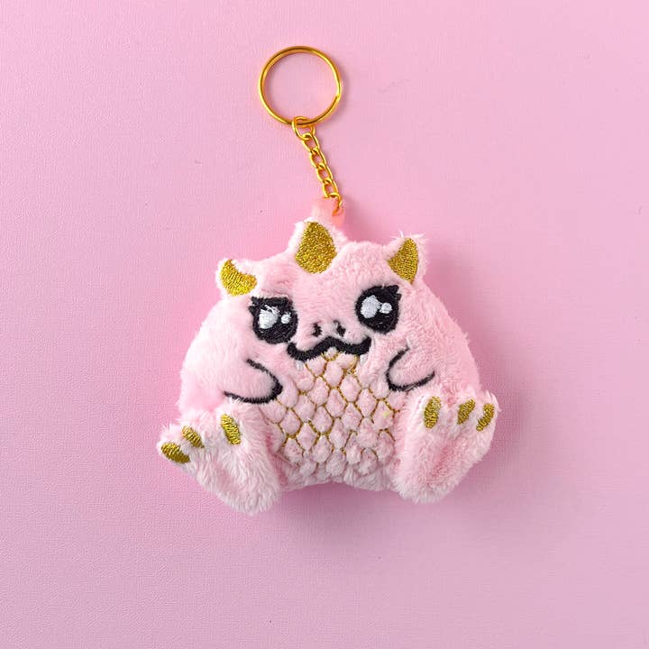 Kawaii Hair Candy - Wholesale Keychain - Unisex - Cute Pink Chibi Dragon Plush Keychain