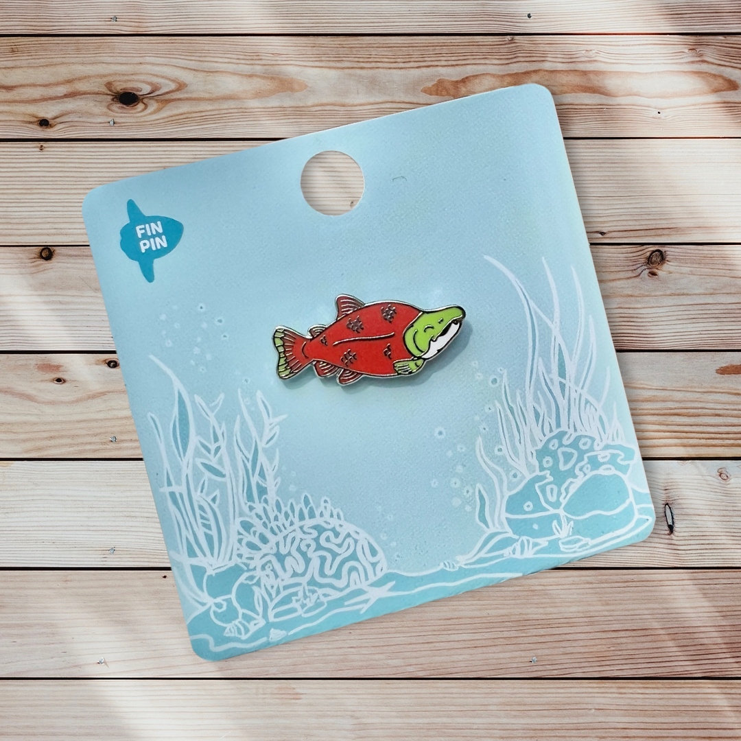 Fin Pin Shop - Wholesale Lapel Pin/Button - Sockeye salmon enamel pin1