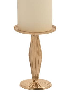 5" Ht. Sunburst Brass 3" Pillar Candle Holder for wholesale by Biedermann & Sons