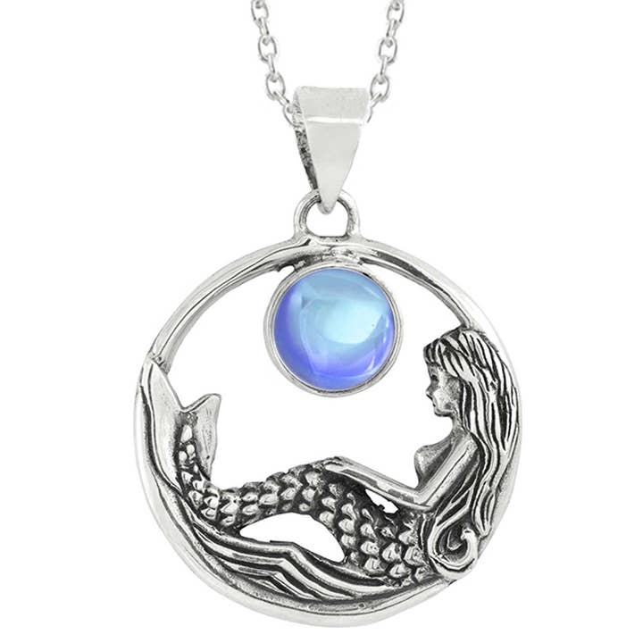 LeightWorks - Venta al por mayor Collares con colgantes/abalorios - Collar con colgante de sirena de plata de ley y cristal