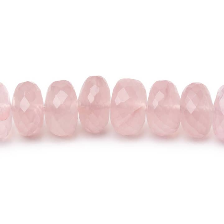 8-8.5mm Rose Quartz Faceted Rondelle Beads 16 inch 78 pieces AA for wholesale by Beads of Cambay