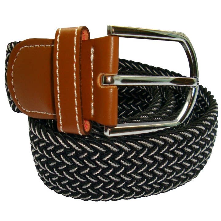 Chevron Stripe Woven Belt - Black for wholesale by Bassin And Brown