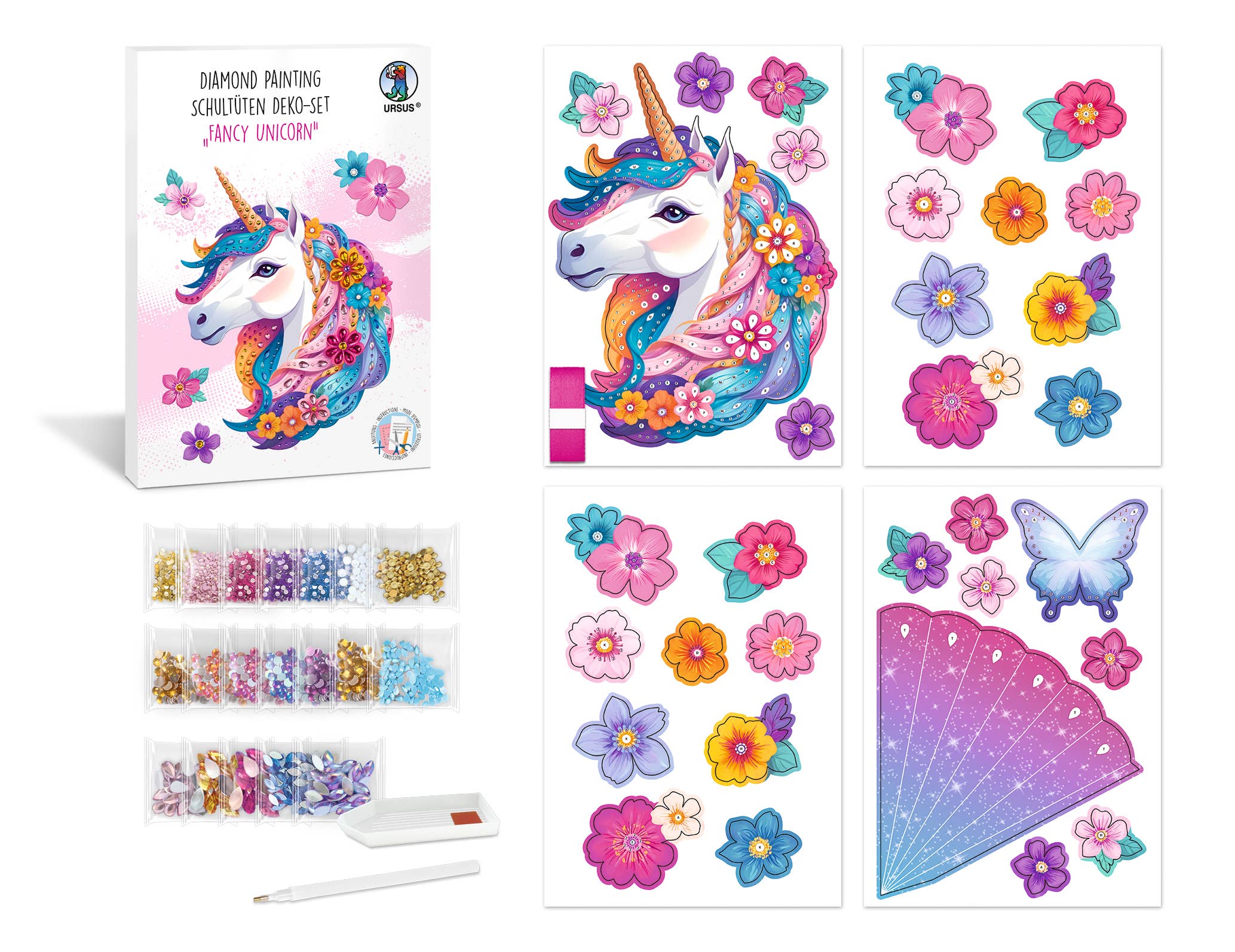 URSUS® / Buntpapierfabrik Ludwig Bähr GmbH & Co. KG - Wholesale DIY Craft Kit - Kids - Diamond Painting Deco Set "Fancy Unicorn"9