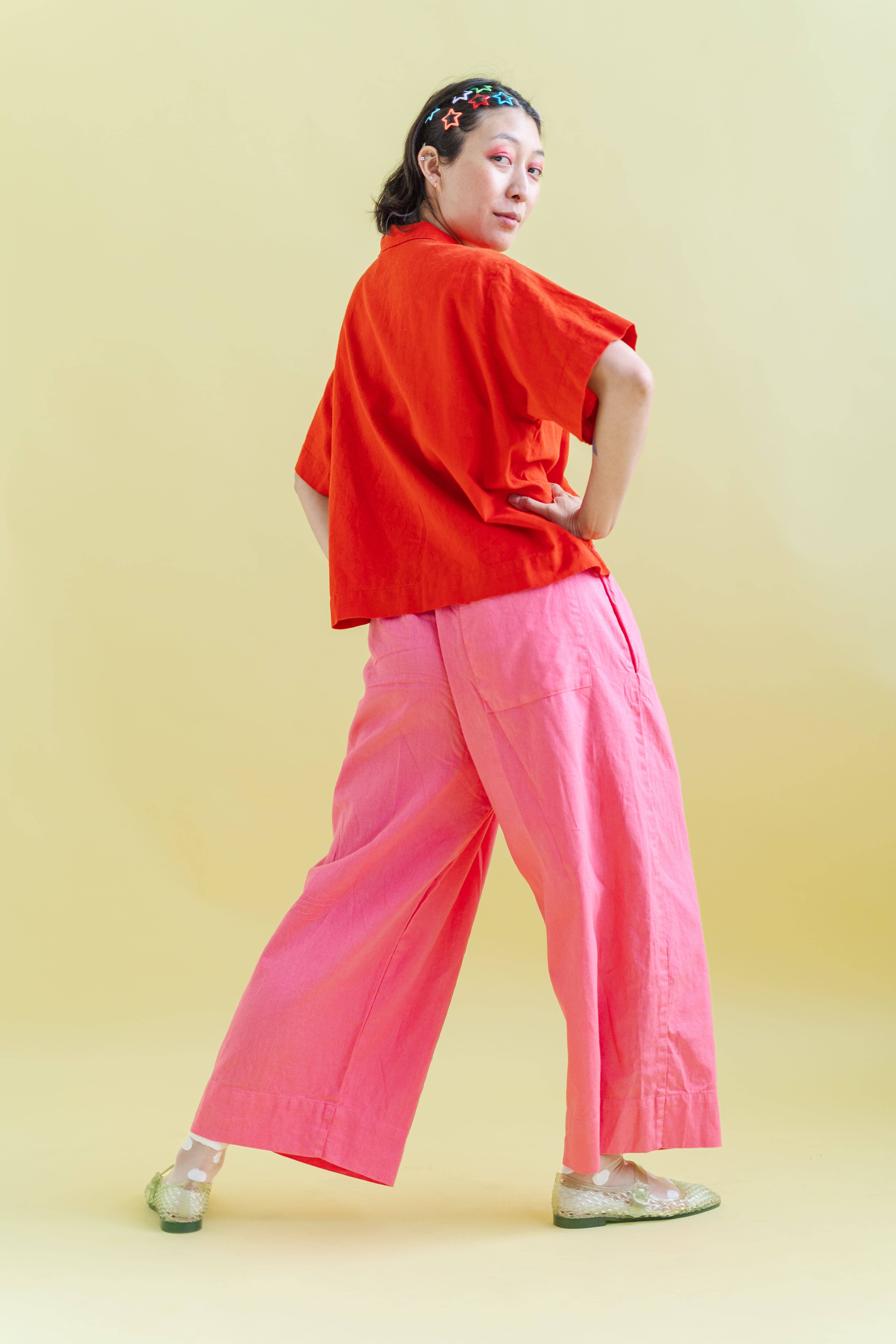 Nettle Studios - Wholesale Pants - Women's - Size Inclusive Plus Size Wide Leg Pant Bubblegum Pink Linen4
