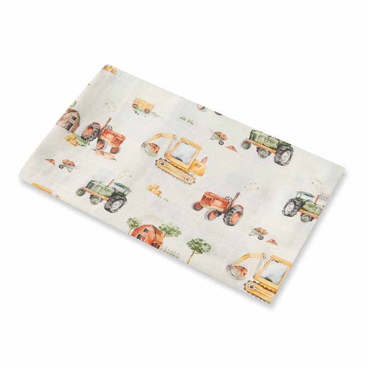 Snuggle Hunny - Wholesale Swaddle - Baby - Diggers & Tractors Organic Muslin Wrap4