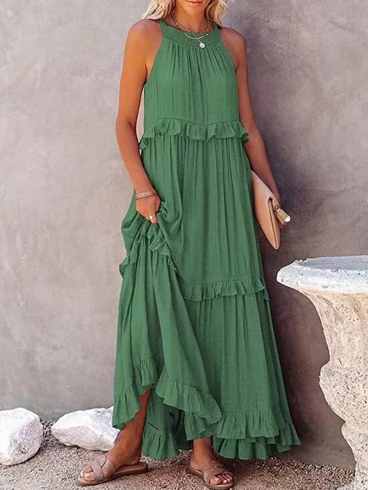 Serenity Collective - Wholesale Dress - Women's - Ruffled Sleeveless Maxi Dress0