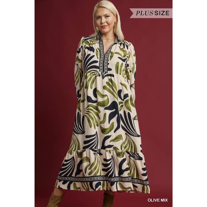 PLUS Boho Bladprint Maxi Jurk voor wholesale door STYLE USA