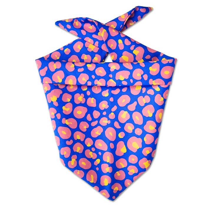 Pink and blue leopard print dog bandana for wholesale by Stylidog