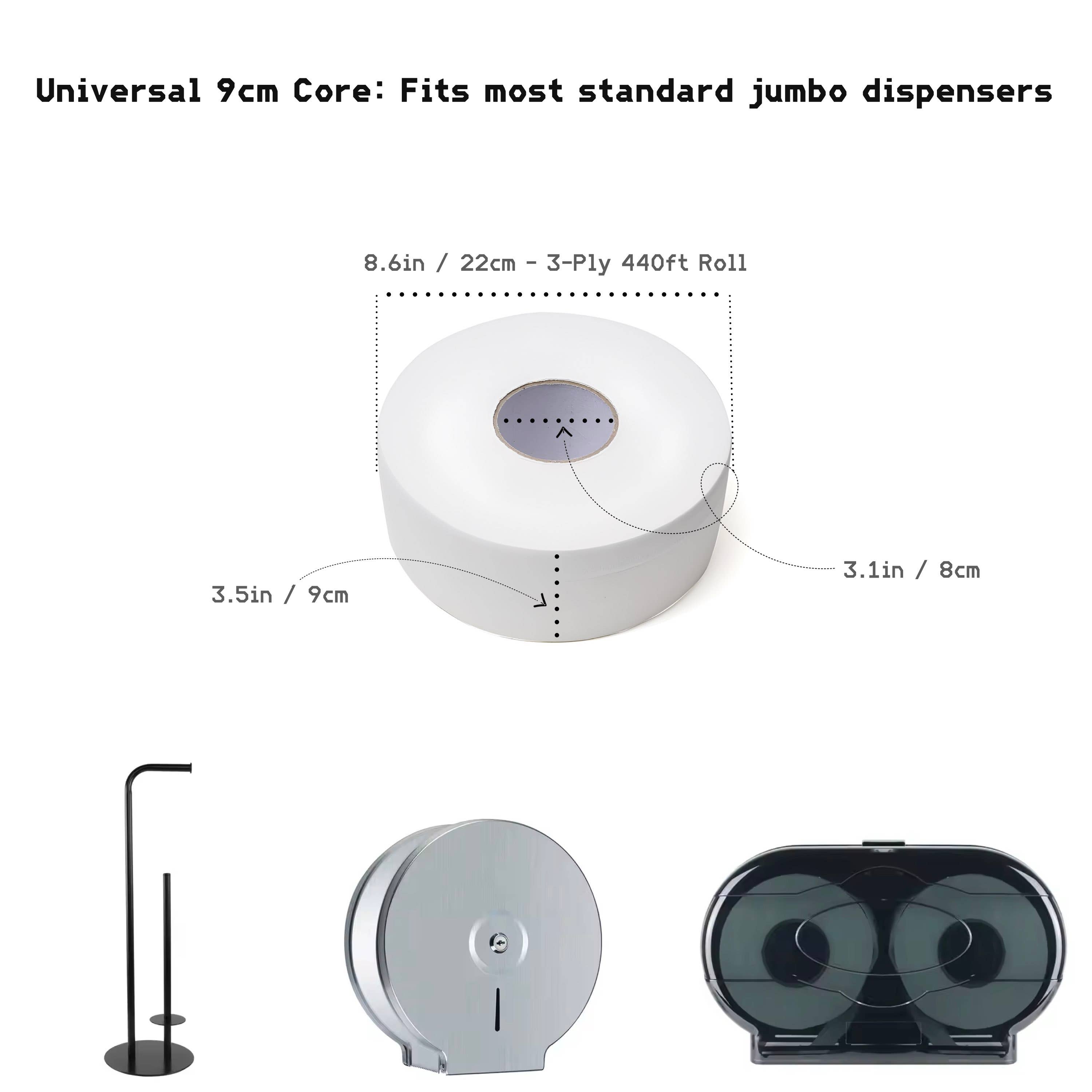 Clene Pack – wholesale Toilet paper – CLENE PACK Mini Jumbo Toilet Paper Roll, 3-Ply,12×440ft Roll2