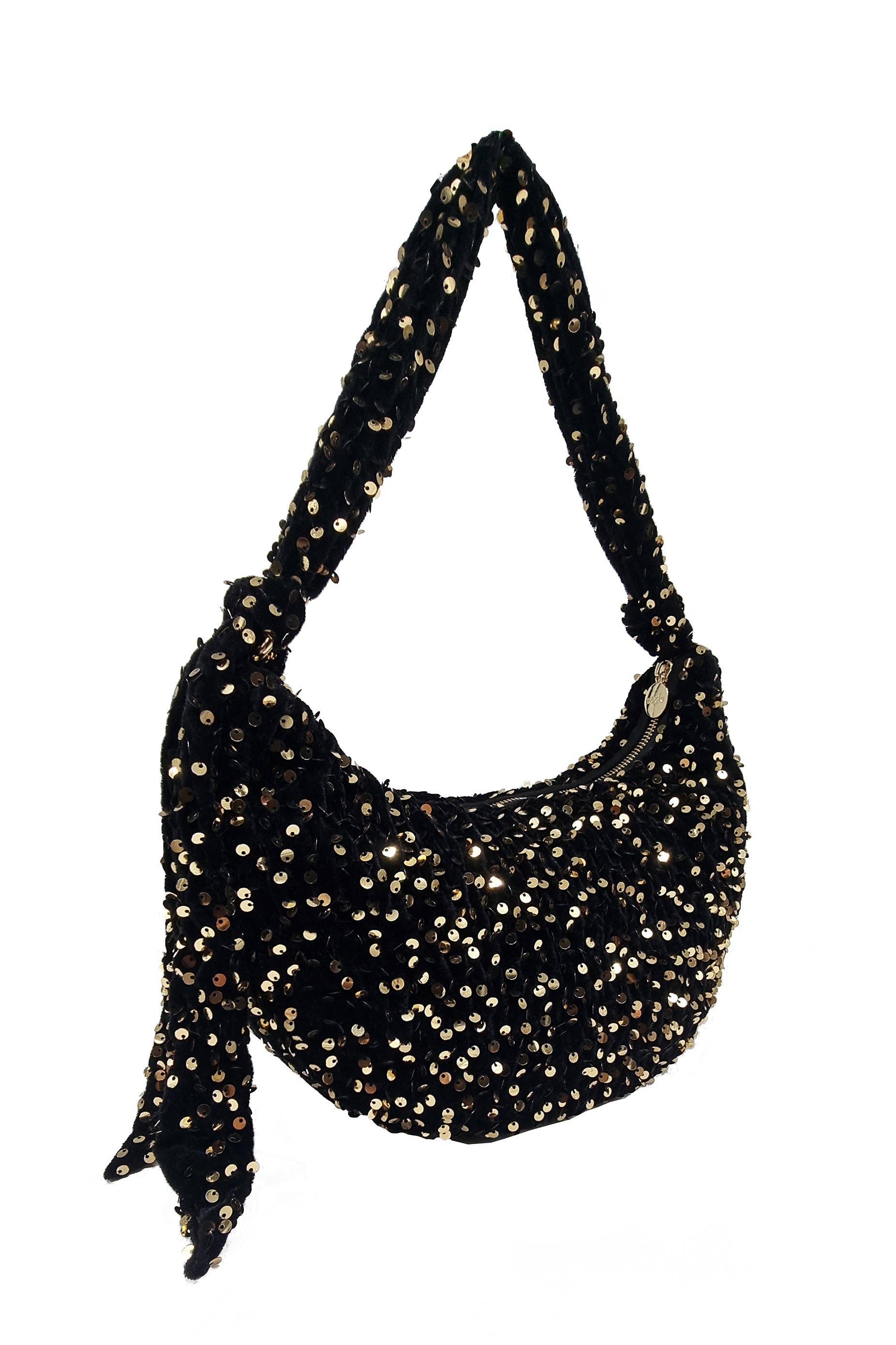 NESSA HALF MOON SEQUIN BAG GOLD for wholesale on Faire4