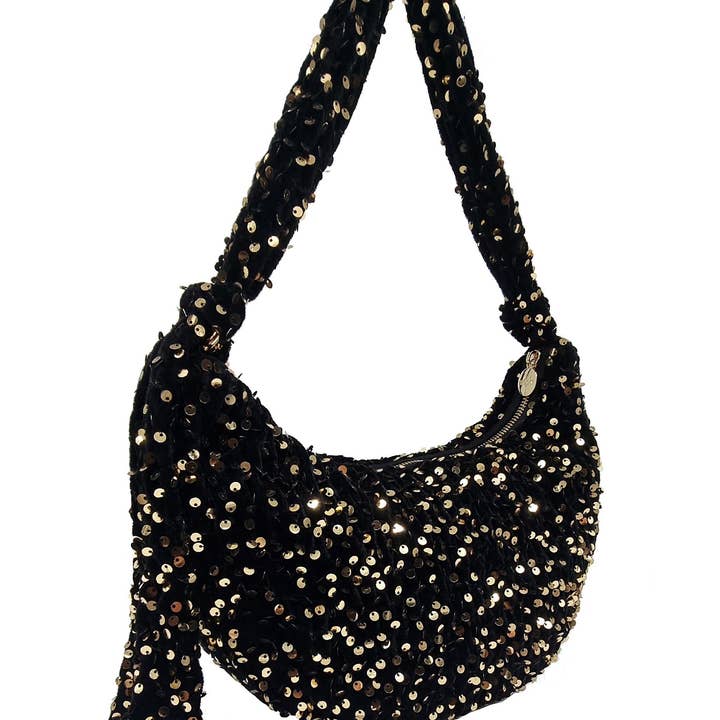 NESSA HALF MOON SEQUIN BAG GOLD for wholesale on Faire4