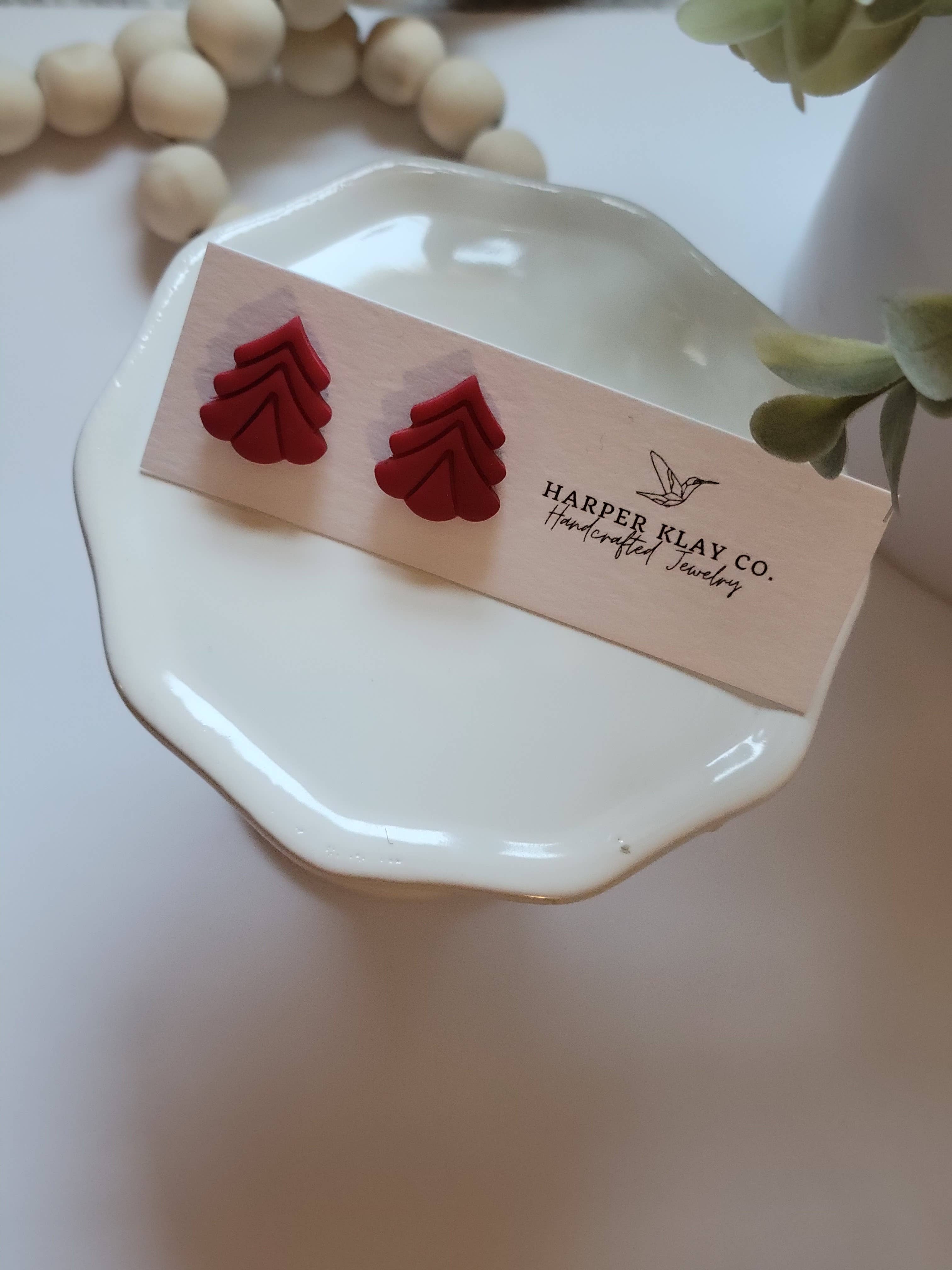 Harper Klay Co - Wholesale Stud/Post Earrings - The Tree Studs- Polymer Clay Christmas Earrings 3