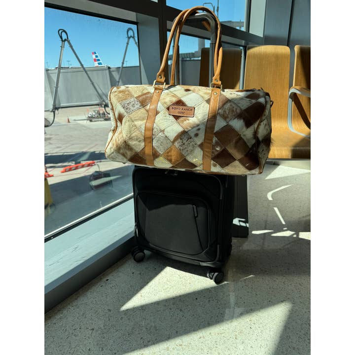 Boho Ranch Shop - Wholesale Weekender Bag - Women's - BOHO LUXE DUFFLE Weekender Leather HairOn Cowhide Travel Bag8