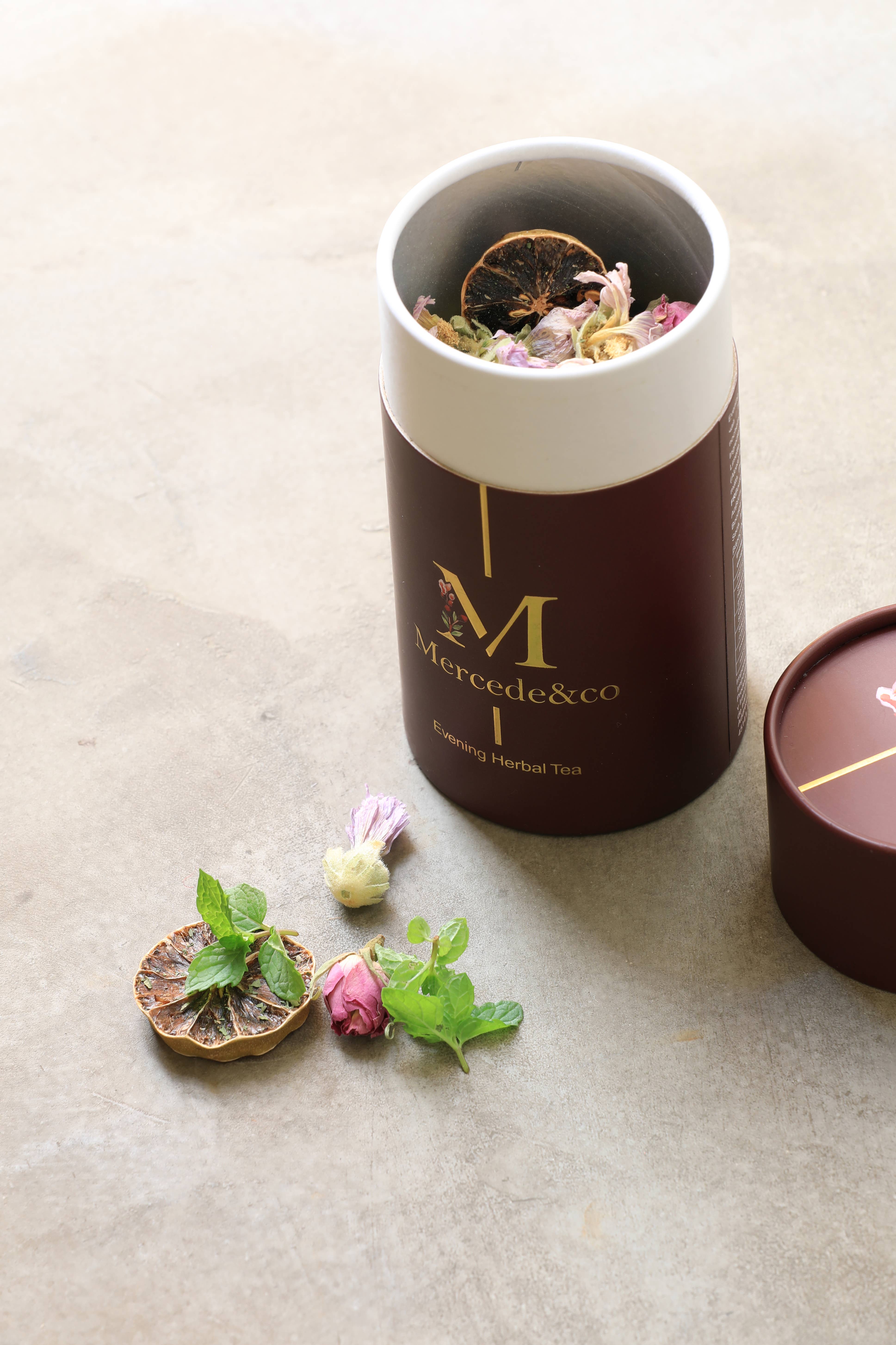 Mercede&Co – Engroshandel Løs te – Evening Herbal Tea - Naturlig urteblanding til afslapning om aftenen4